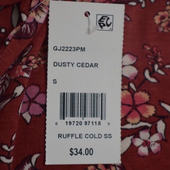 Cold Shoulder Orange Floral Top NWT - Picture 4 of 6